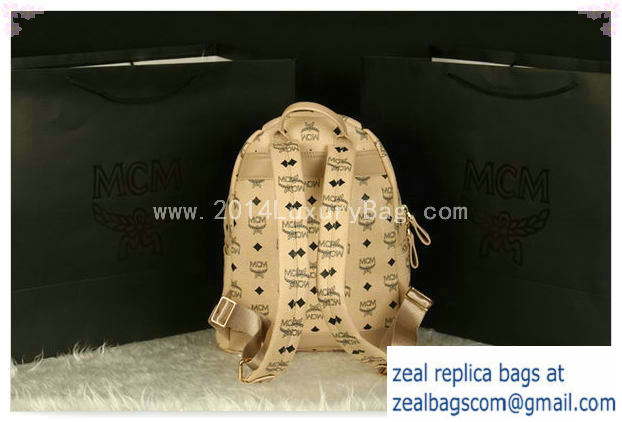 High Quality Replica MCM Stark Backpack Large in Calf Leather 8004 Apricot